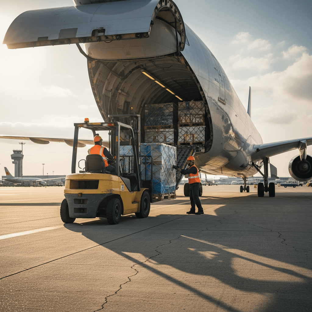Air freight - cargo being loaded into aircraft