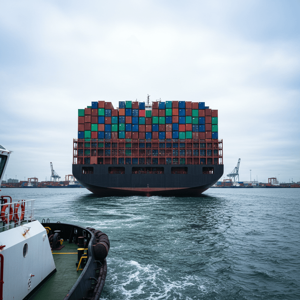 Sea freight - cargo ship with shipping containers