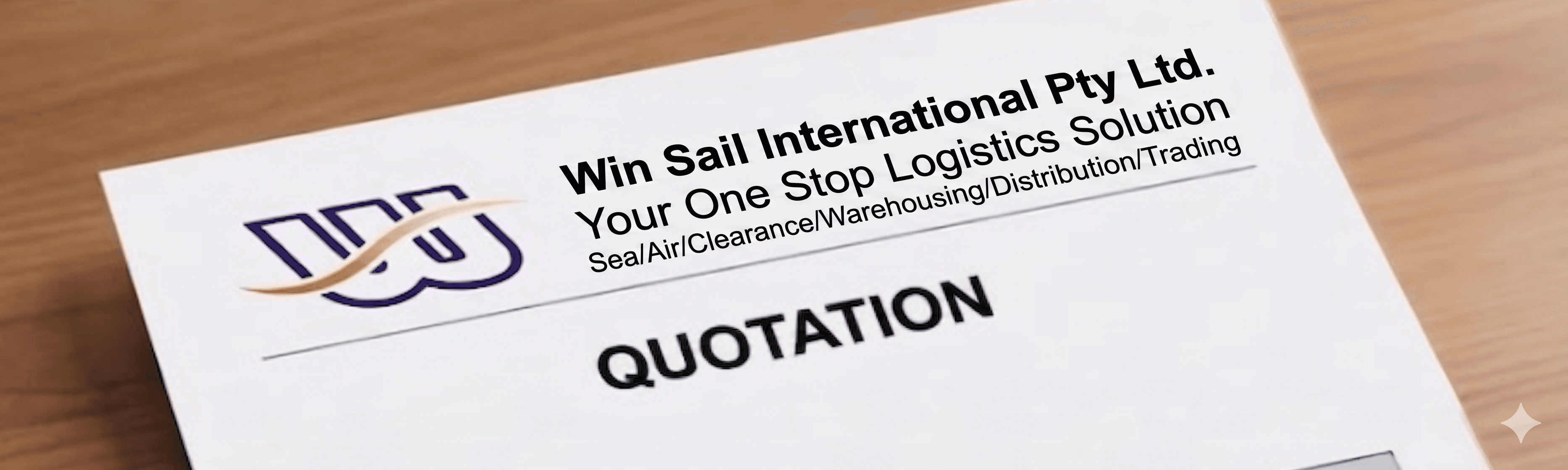 Win Sail International Pty Ltd quotation header with logo and list of logistics services.